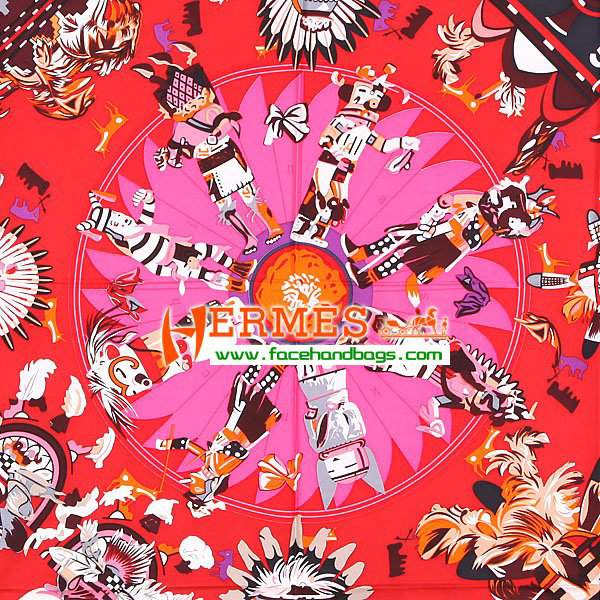 Hermes 100% Silk Square Scarf red HESISS 130 x 130